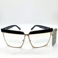 NWT Black  Gold Oversized Rectangular Frame UV 400 Two-Toned Sunglasses