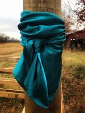 Wild Rag Western Cowgirl Cowboy 36x36 Deep Turquoise Scarves Buckaroo Rancher