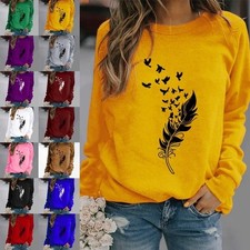 Ladies Long Sleeve Sweatshirt Womens Winter Casual Fleece Baggy Pullover Tops