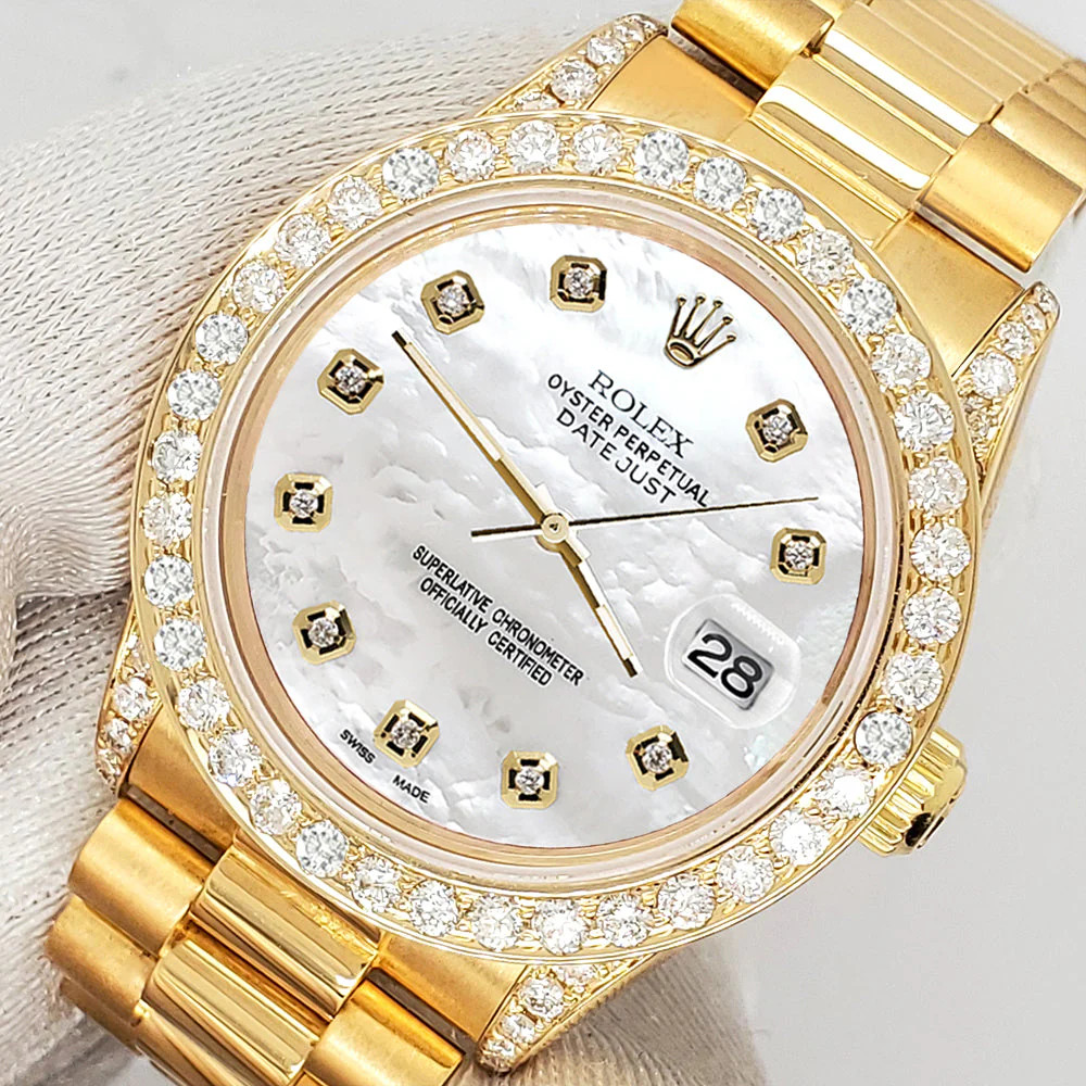 Rolex President Custom 2.3CT Diamond Bezel/Lugs/White