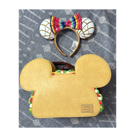 Loungefly Disney Mickey Mouse Citrus Backpack & Ear Headband Set, Yellow/Brown