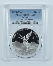 2024 Mo Mexico 1 Onza Silver Libertad PR70 DCAM PCGS Blue Label