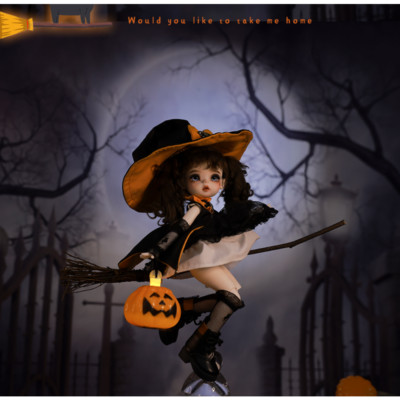 1/6 BJD Doll SD Resin Ball Joint Halloween Girl Puppe Face Makeup Wig Full Set