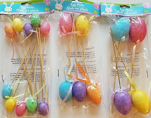 Glittery Multicolor Easter Egg Picks 10” Eggs Crafts, E11, Select Size - Bild 1 von 5