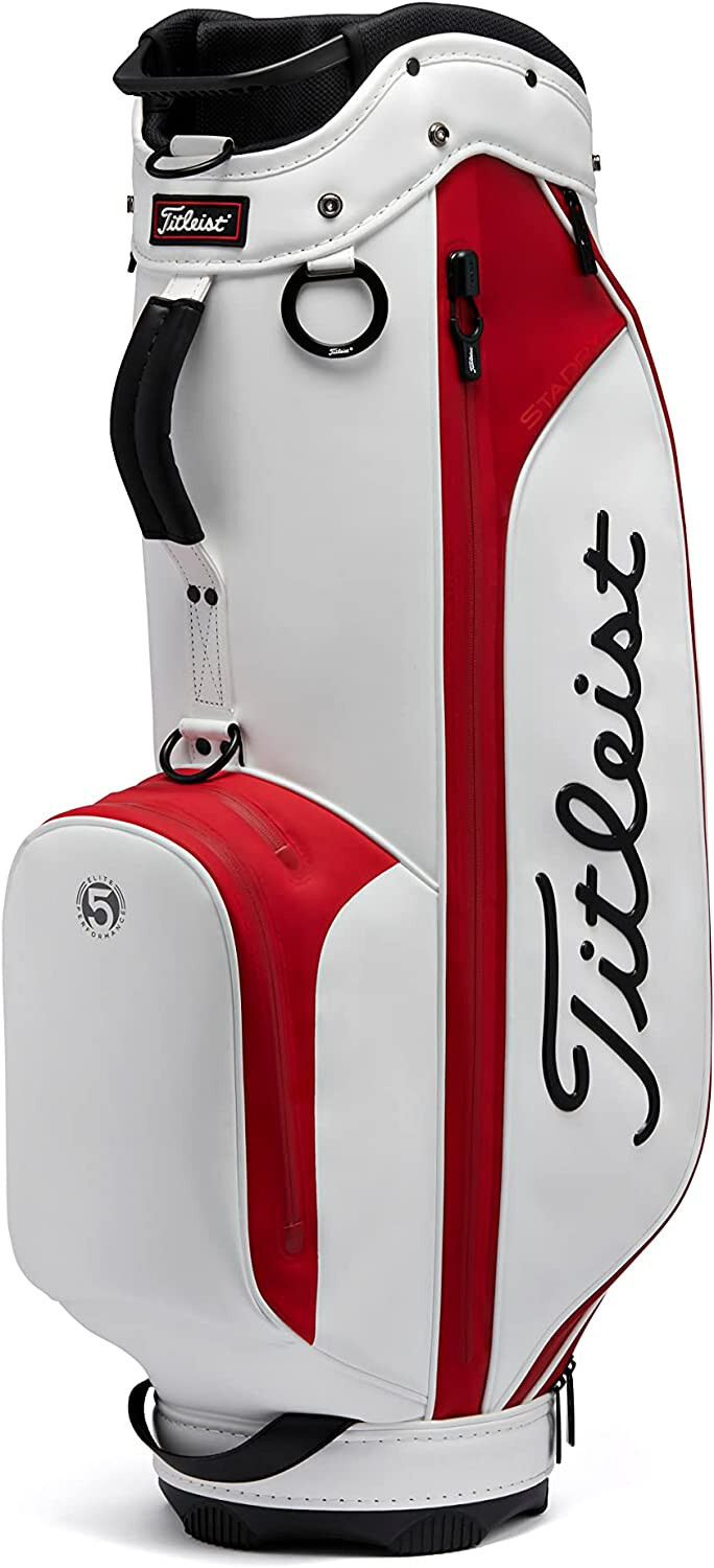 Мужская сумка для гольфа TITLEIST Golf Caddy Bag ELITE PERF 5 StaDry 9, 5x47 дюймов, 3,4 кг, белый, красный