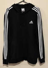 adidas Men's Size XL Essentials Logo Graphic Pouch Pullover Hoodie Black