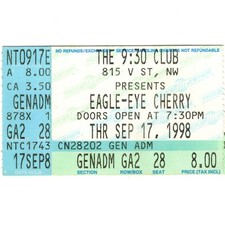 EAGLE-EYE CHERRY Concert Ticket Stub WASHINGTON DC 9/17/98 THE 9:30 CLUB Rare