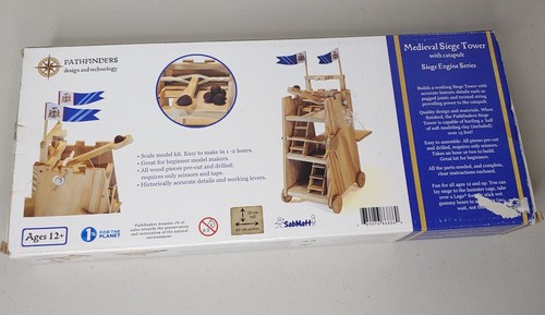 Pathfinders Medieval Siege Tower with Catapult DIY Wooden Model Kit NEW - Picture 2 of 3