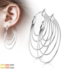 Pair of Surgical Steel Layered Oval Hoop Earrings
