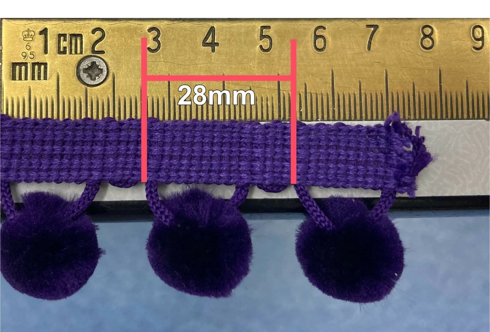 Pom Pom Trim Trimming Sewing Craft Per Metre 18mm Bobble Fringe 28mm Pompom - Image 3 of 3