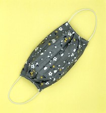 Cotton Face Mask With Filter Pockets Washable Handmade Iron Gray Camellia Flower