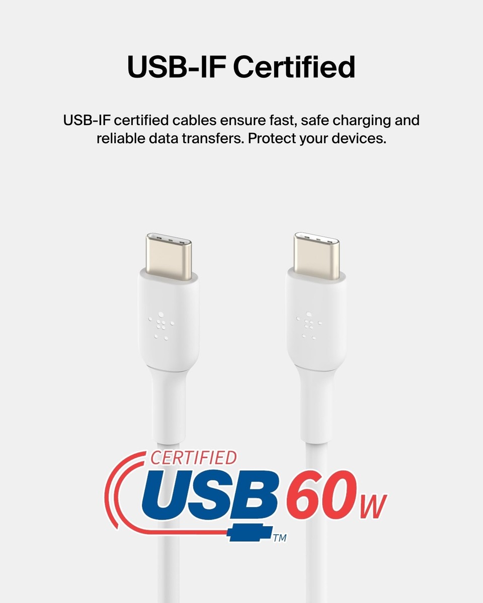 Belkin Usb-c/usb-c Cable 2m PVC White CAB003BT2MWH for sale online