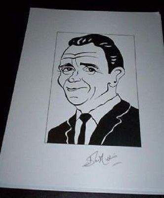 SIR JOHN MILLS, RIP Pollyanna, Tiger Bay, Sahara Signed 8.5x11 Cartoon Autograph