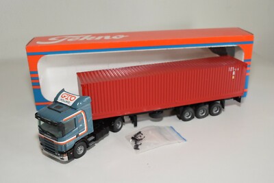 A5 11 1:50 TEKNO SCANIA 124L GTO TRANSPORT TRUCK WITH TRAILER CONTAINER MIB