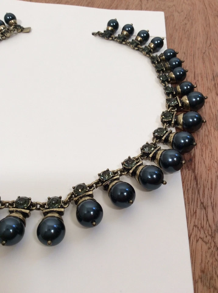 Collar grueso vintage Banana Republic estrás negro imitación perlas Foto 4 de 4