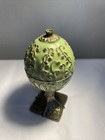 Wallace Enameled Mint Green BUNNY RABBITS Rotating Easter Egg Music Box (WORKS) — photo 6