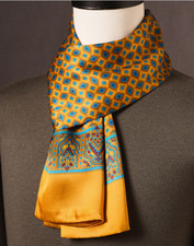100 Silk men women Scarf satin long neckerchief Wrap plaids yellow WS659-15