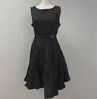 Grace Karin Black Sleeveless Swing Dress Women's Size XL w/Belted Waste 50s