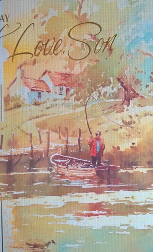 Tarjeta On Your Birthday With Love Son 8x11" barco de pesca al aire libre acuarela impresión - Imagen 6 de 10
