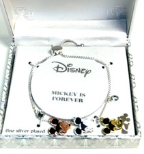Disney  MICKEY MOUSE 3 TONE ICONS Silver Plated Bracelet  New in Box