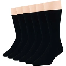 Men's Cotton 6 Pack Dress Business Comfortable Crew Socks XLarge 13-15 Black
