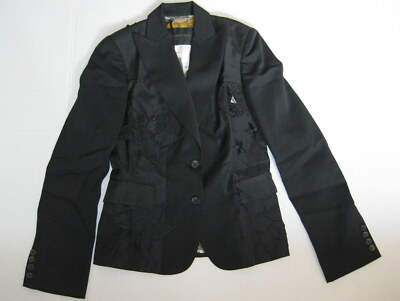 New RARE Women's John Richmond Black Give Peace A Chance Jacket Blazer US 8