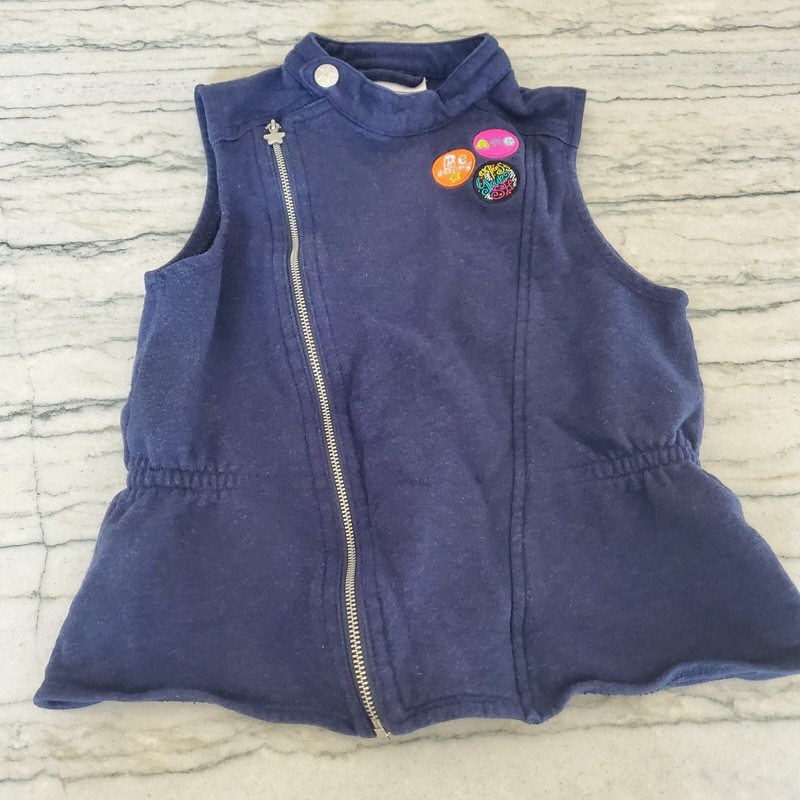 American Girl Kids Love to Layer Moto-Style Blue Vest Size L - Fits like 7/8