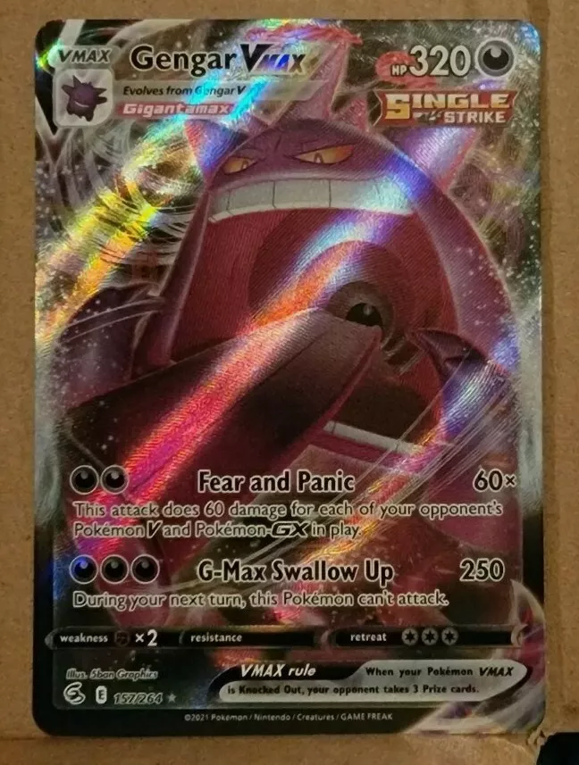 Pokemon Card GENGAR VMAX 157/264 Fusion Strike Full Art- Single