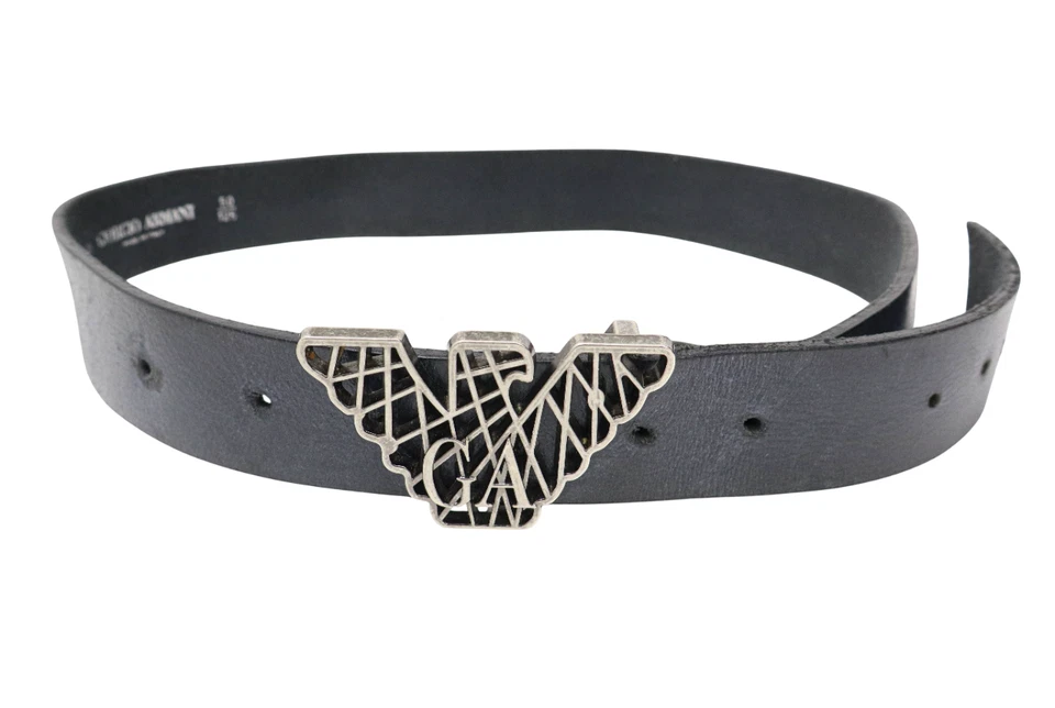 Giorgio Armani Gürtel Damen 50/125 Metall Logo Schnalle Klassisch Breite Blau - Bild 4 von 4