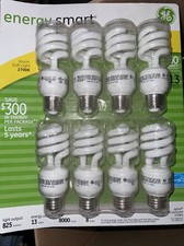 GE 13-Watt Energy Smart Fluorescent Light Bulbs, 8 Pack, 60 Watt Replacement