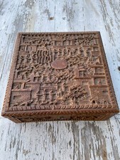 China Holz Dose Schnitzerei 19. Jhd. Original Handarbeit Alt Antik