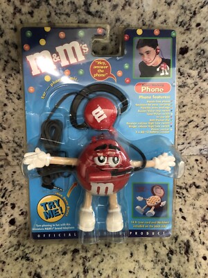M&Ms Red Hands Free Phone Headset With Mic Voice NIP