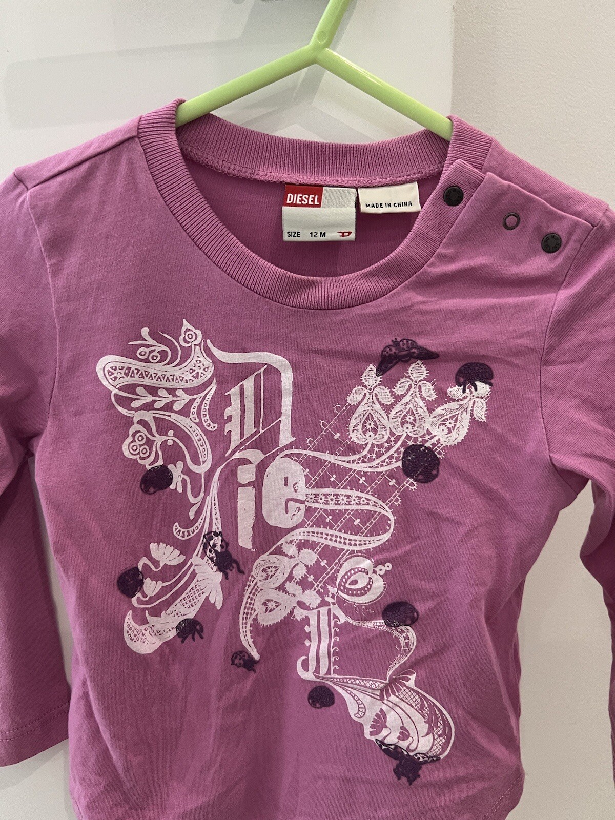 Diesel Long Sleeve Tee Girls Baby 12 Months Magenta image 2