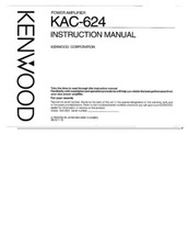 Kenwood KAC-624 Amplifier Owners Instruction Manual