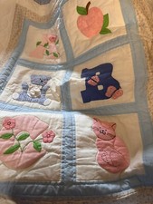 Vintage Handquilted Crib Quilt ABC 47"X38" Beautiful Dated 2008 EUC