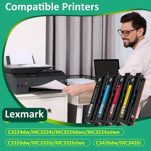 for Lexmark MC3224 3226 Toner Cartridge 4 Pack High Yield Multi Colored C3210 - Afbeelding 7 van 7