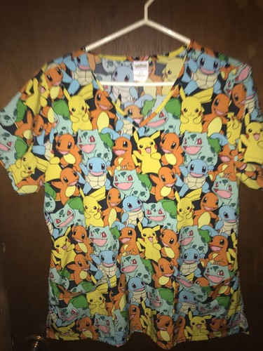 NWT Pokemon Pikachu Scrub Top Shirt Womens Small size fast shipping - Bild 6 von 12