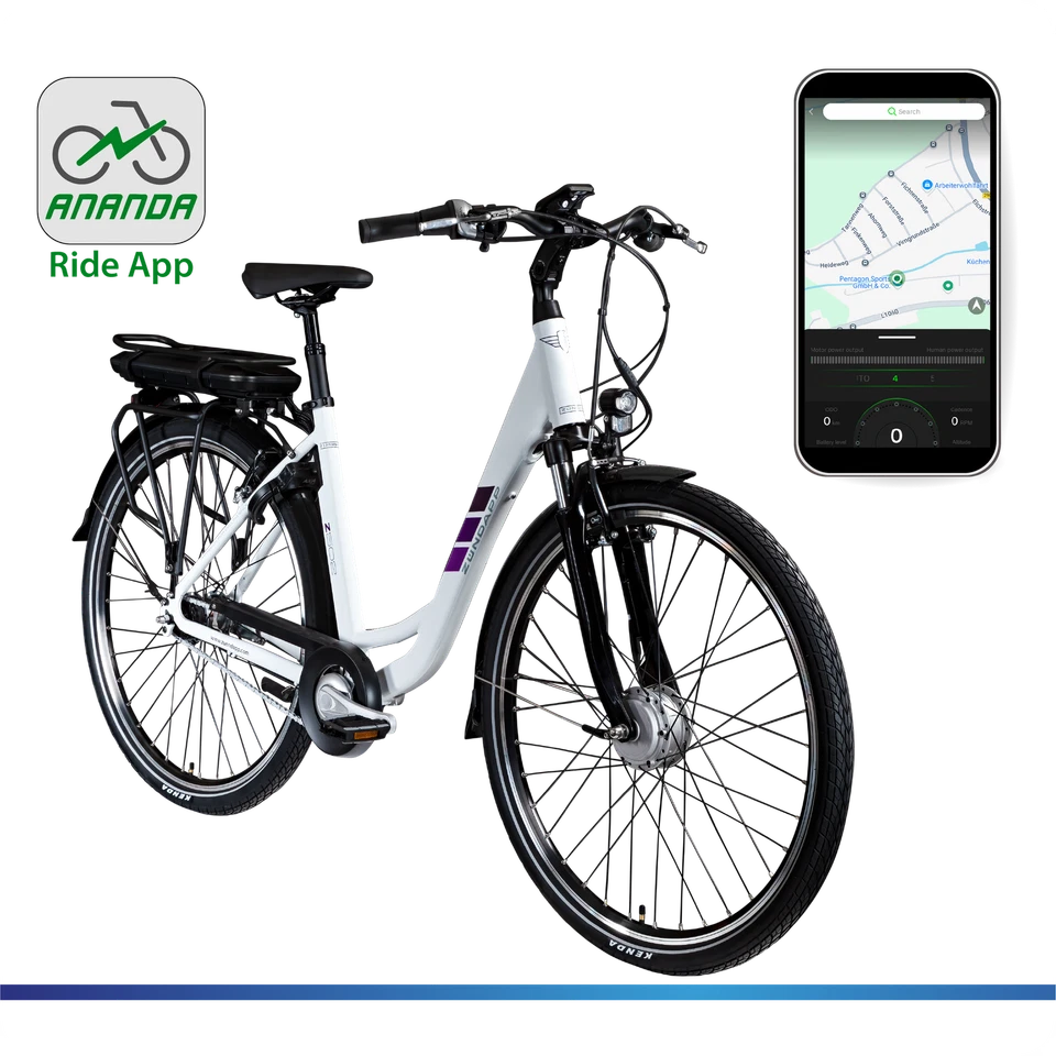 Zündapp Z502 E Bike 28" Damen Elektrofahrrad City Pedelec weiß/lila 50cm B Ware - Bild 2 von 4