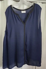 Pure Energy Women's Blue Semi Sheer 100% Polyester Sleeveless Top No Size Tag
