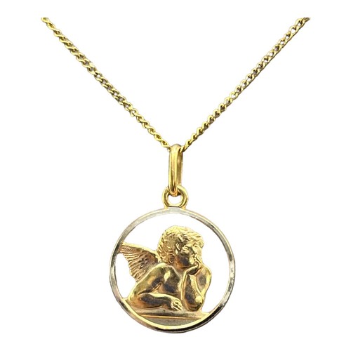 9ct 9K Yellow Gold Guardian Angel Round Medallion Pendant 16mm 2.12 ...