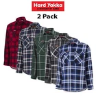 Hard Yakka Mens 2 Pack Core Long Sleeve Closed Front Check Flannel Shirt Y04006