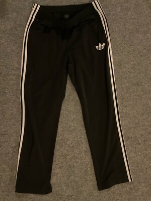 Adidas Sweat Track Pants Trefoil Mens Size L Black White Stripes