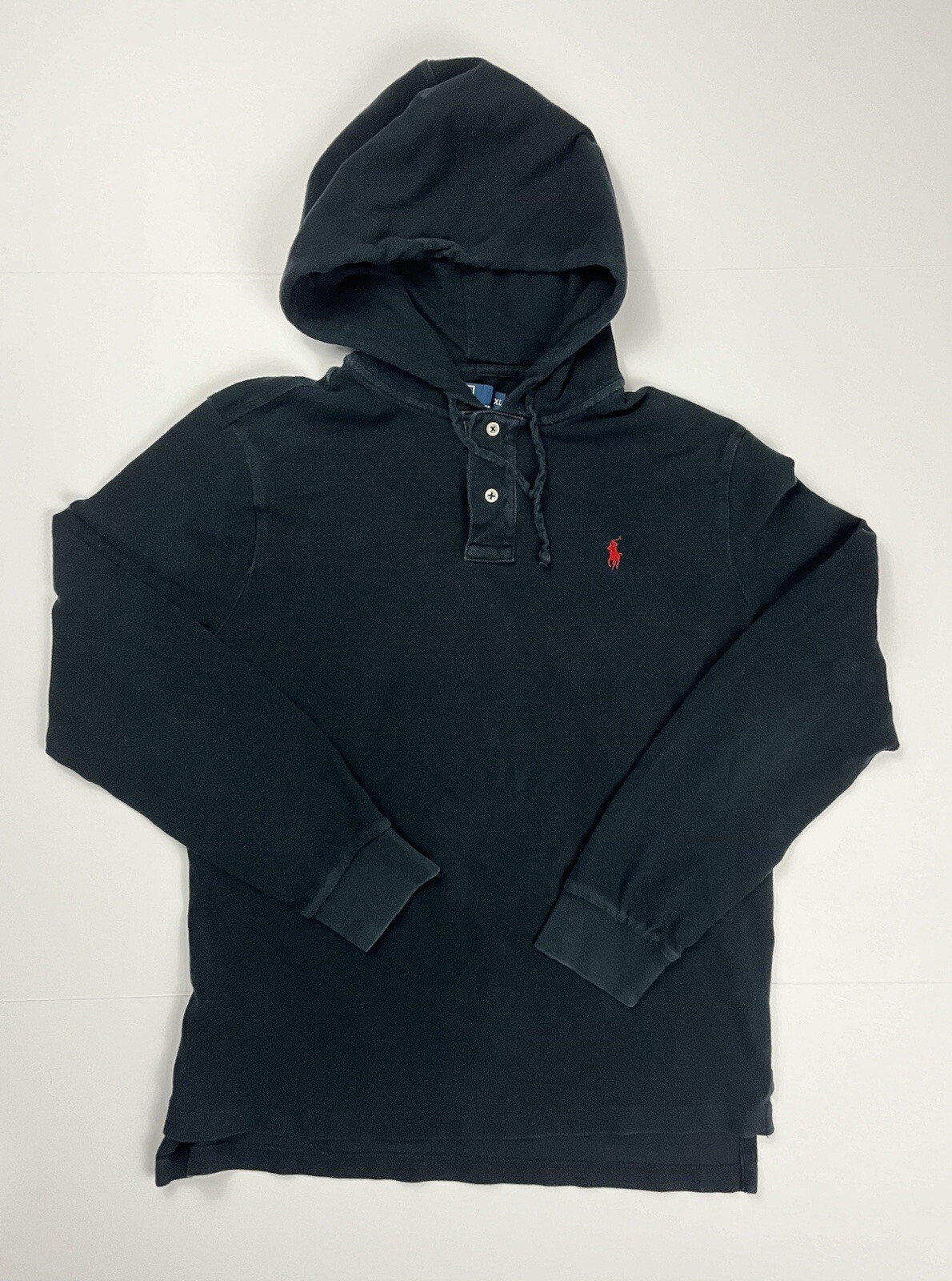 Camicia con cappuccio vintage polo Ralph Lauren Qtr con bottoni nera XL rosso pony ottime condizioni Sleev