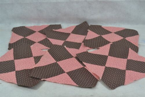 early quilt patches blocks 6 matching 10 in sq cotton early brown 1800s antique - Picture 1 of 3