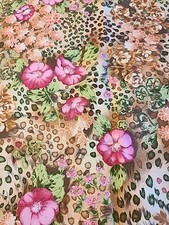 Floral Cheetah Print Fabric By Print Concepts 7.99 Per 1/2 Yd.