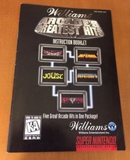Super Nintendo Williams Arcade's Greatest Hits Instruction Booklet ONLY