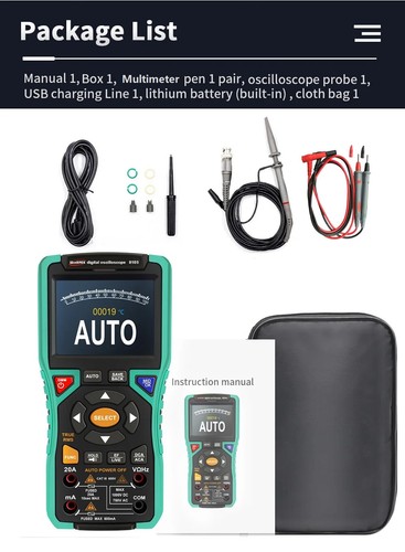 Handheld Digital Oscilloscope Multimeter 10Mhz 50Msps 20A 9999Bits 3.2Inch 810B - Picture 23 of 23