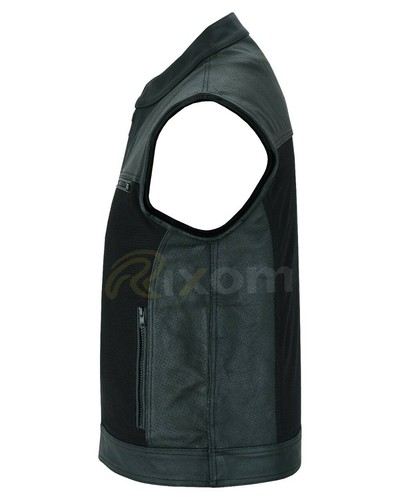 Bikers Leather Waistcoat Club Vest Motorcycle Classic Style Genuine Leather Vest - Picture 34 of 35