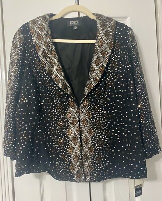 Woman s Black Beaded Jacket Plus Size 14W Adrianna PapellEvening Essentials NWT