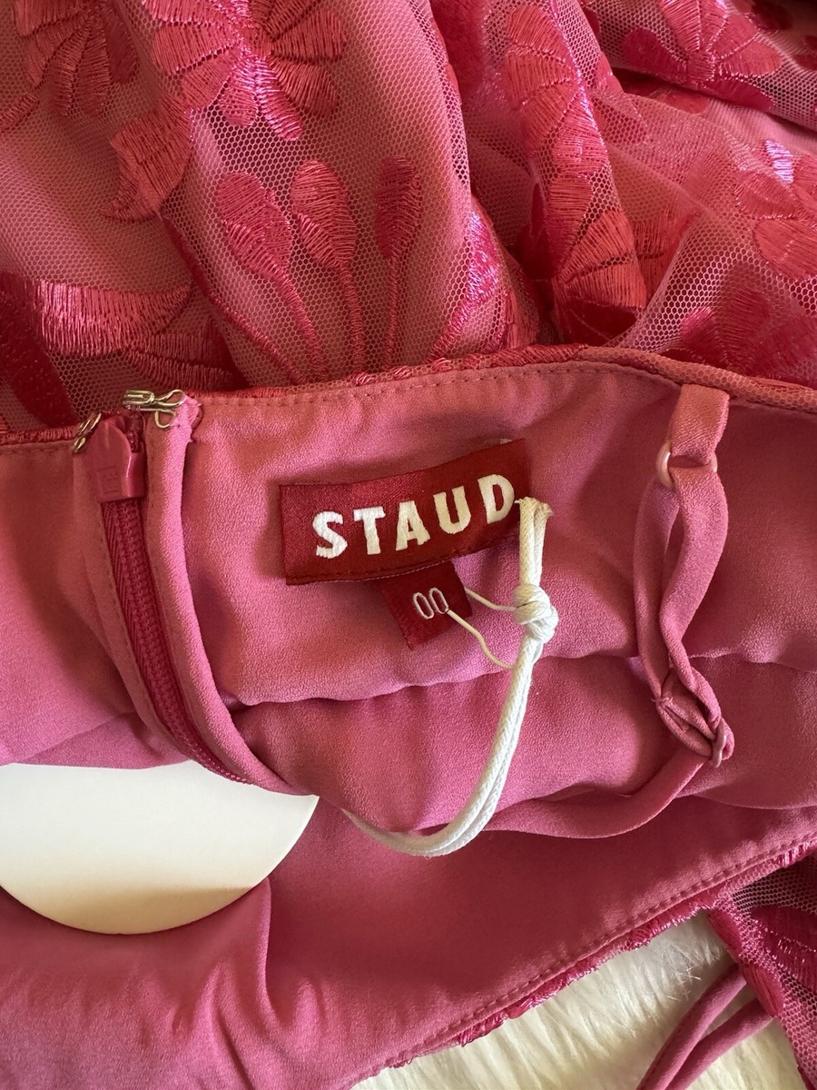 staud destiny dress blossom garden party STAUD Destiny Embroidered Cardigan Bow Sheer Blossom Garden Party Women's XS